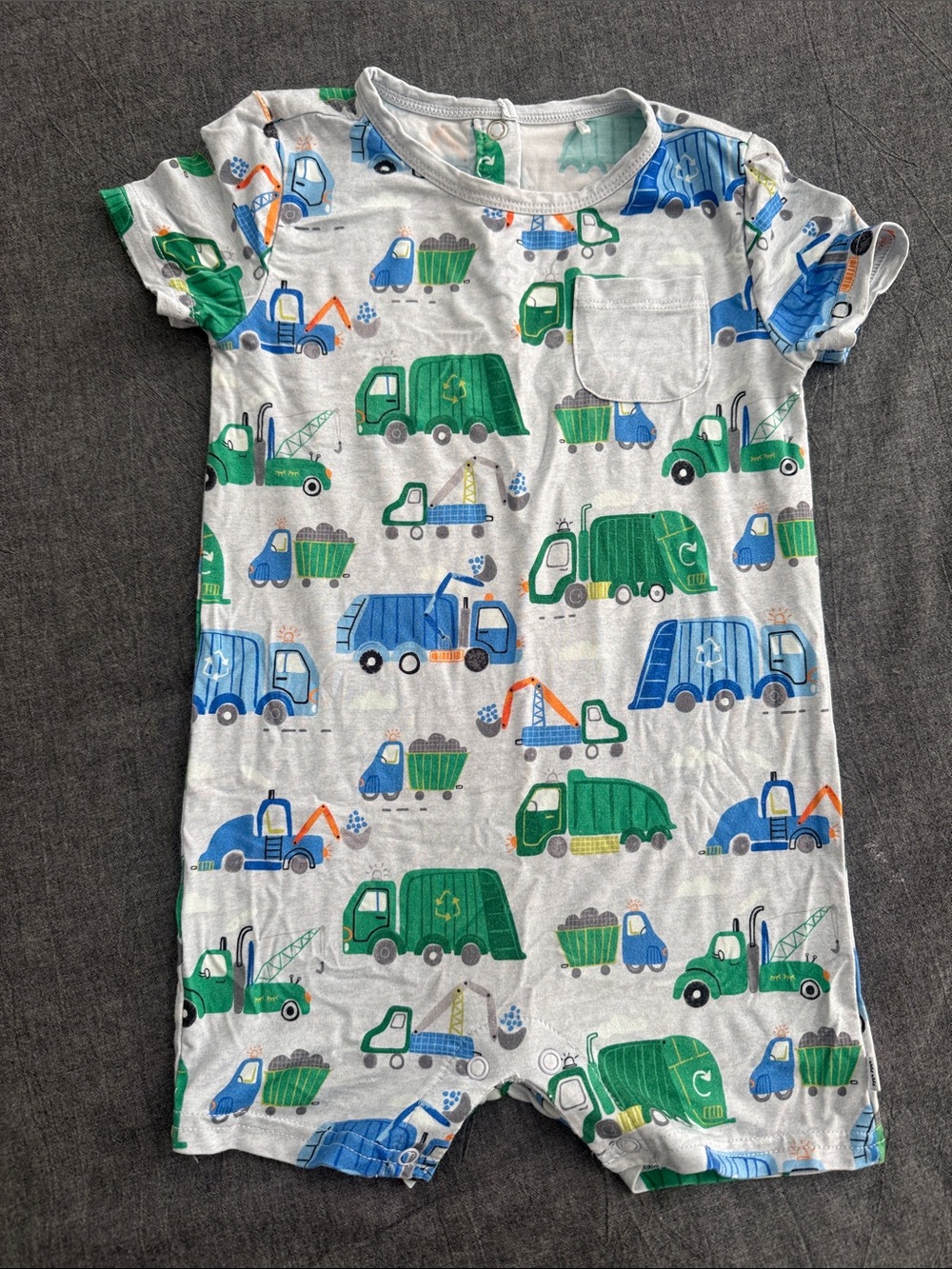 Little Sleepies pocket romper - Clean Up Crew